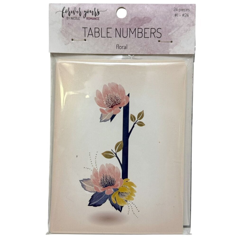 Table Number Cards 1-24 Pink Leaf Floral 4x5 Wedding Baby Shower Party Supplies